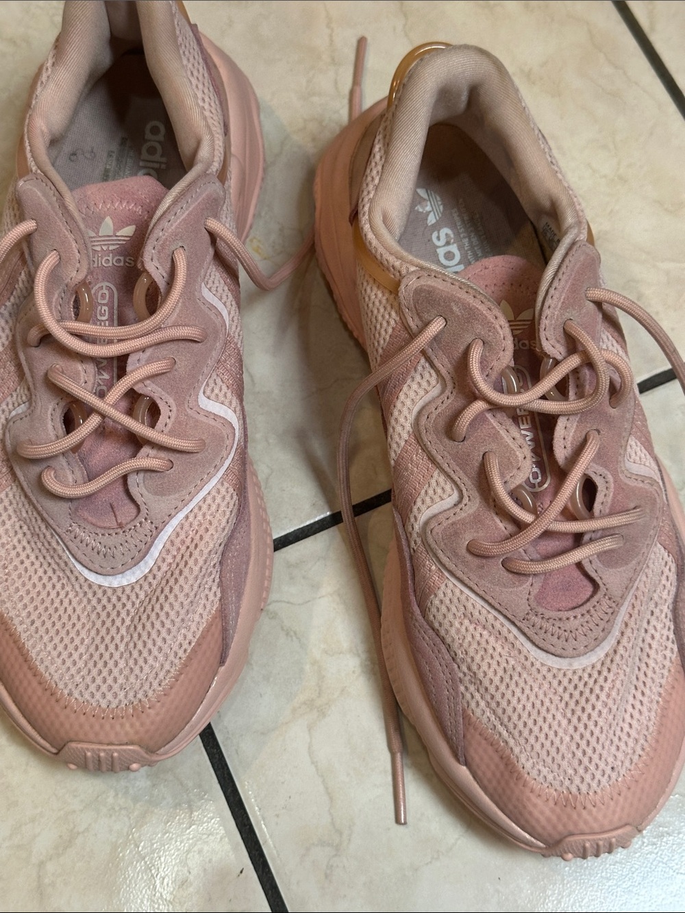 adidas Blush Pink Mesh Suede Lace-Up Sneakers